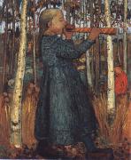Paula Modersohn-Becker Trumpeting Gril in a Birch Wood Spain oil painting artist